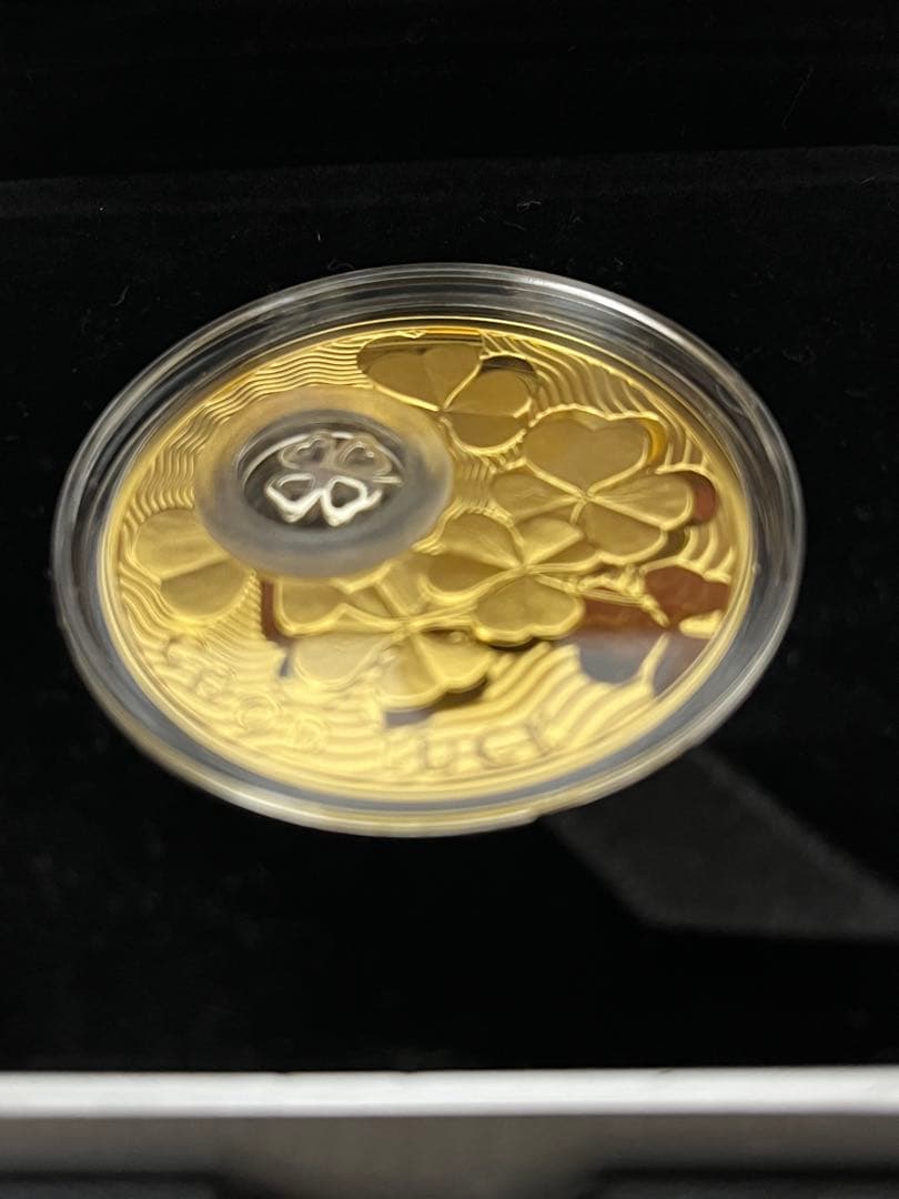 2013 ニウエ 幸運の四つ葉のクローバー チャーム入り 金メッキ 銀貨 コイン