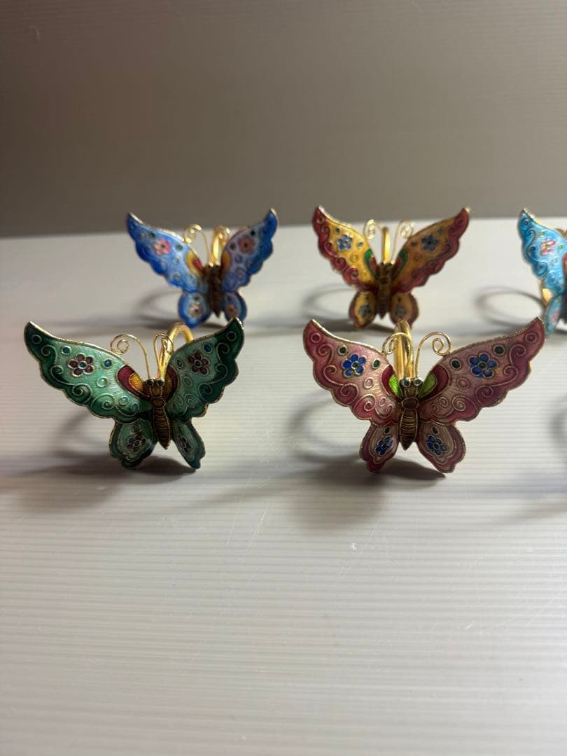 1563 金属工芸 蝶 飾物 6客