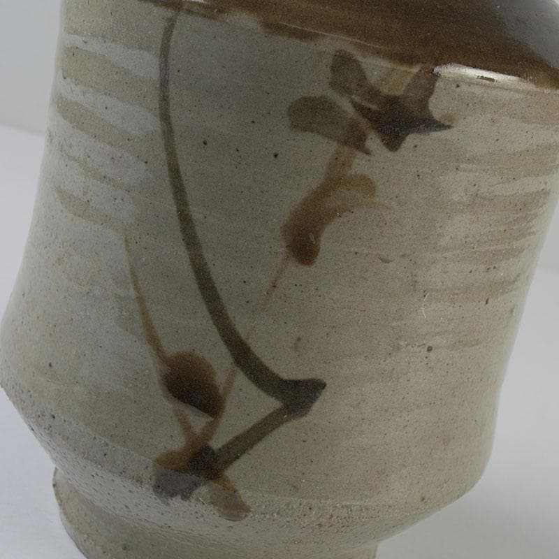 人間国宝 濱田庄司作 鐵絵花瓶 共布共箱 M R9136H