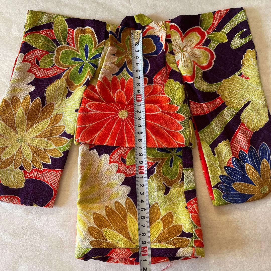 古布 紋縮緬 人形の着物 10号 120708