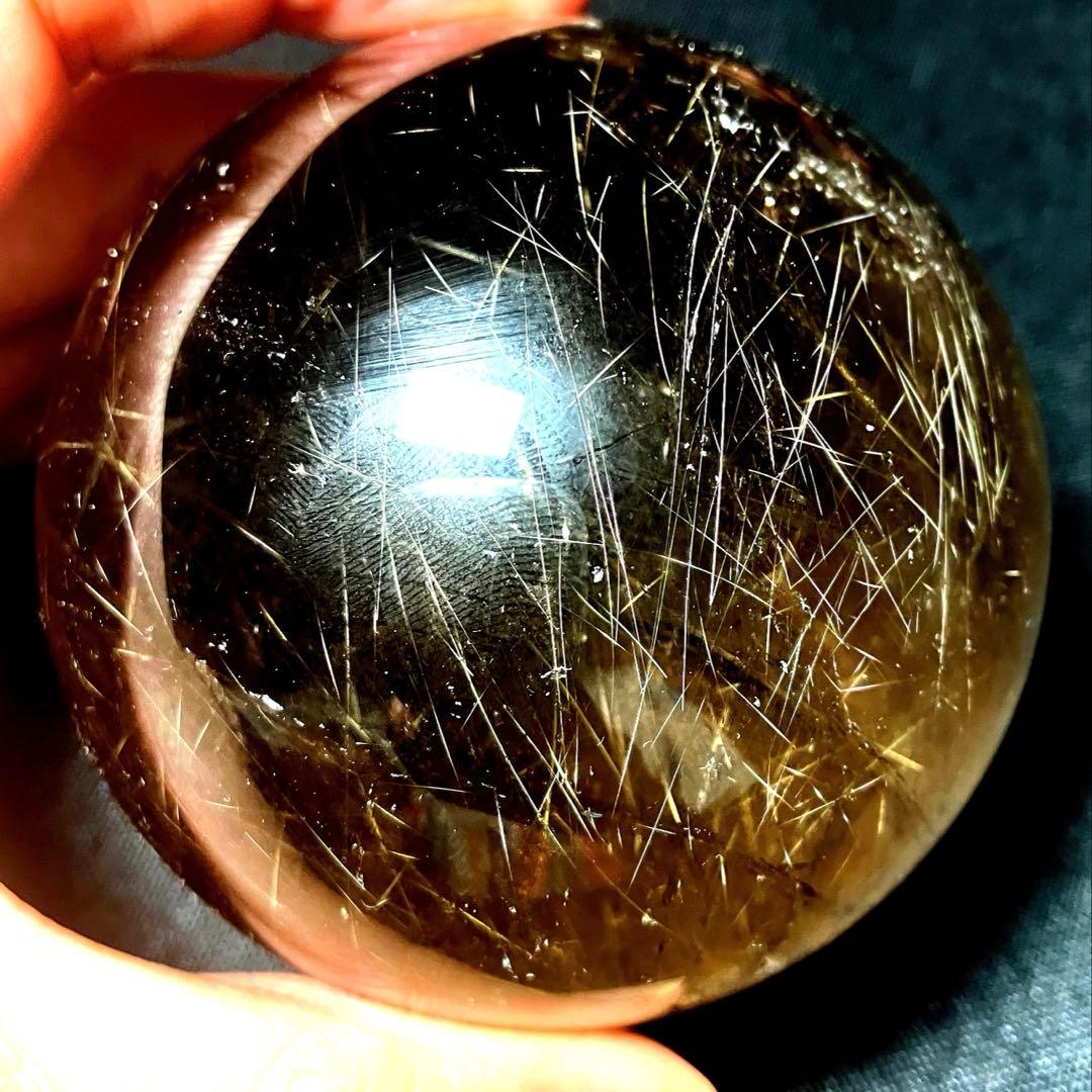 超特大83mm ゴールドルチルクォーツ金針水晶パワーストーン 超特大