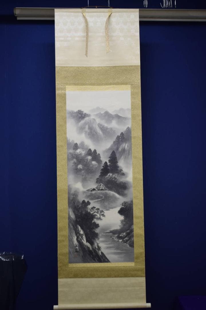 真作/國麗/山水図/布袋屋掛軸HF-518