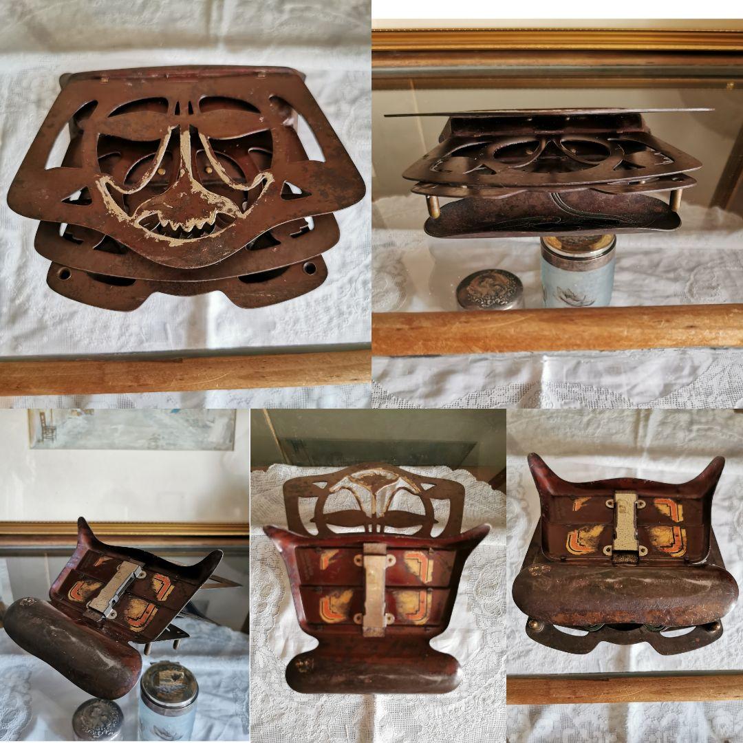 アンティークドイツ アールヌーヴォー ロータス 白水蓮レリーフ折畳