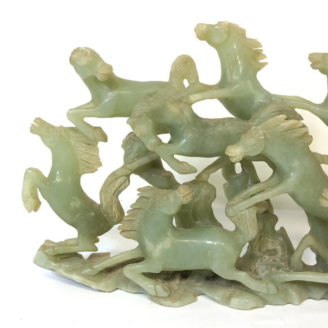 翡翠 馬 置物 12頭 中国美術 彫刻 ジャンク品