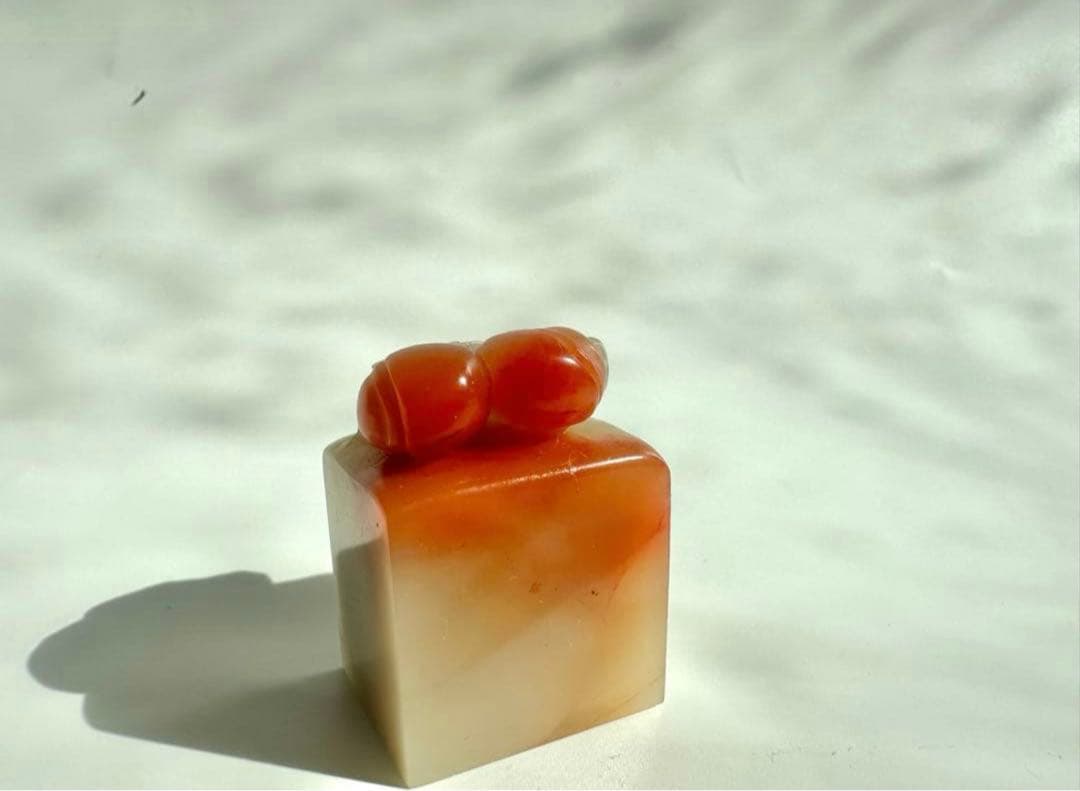 桃】 もも 美品 高級印材 篆刻 印石 ラオス 印石 水凍