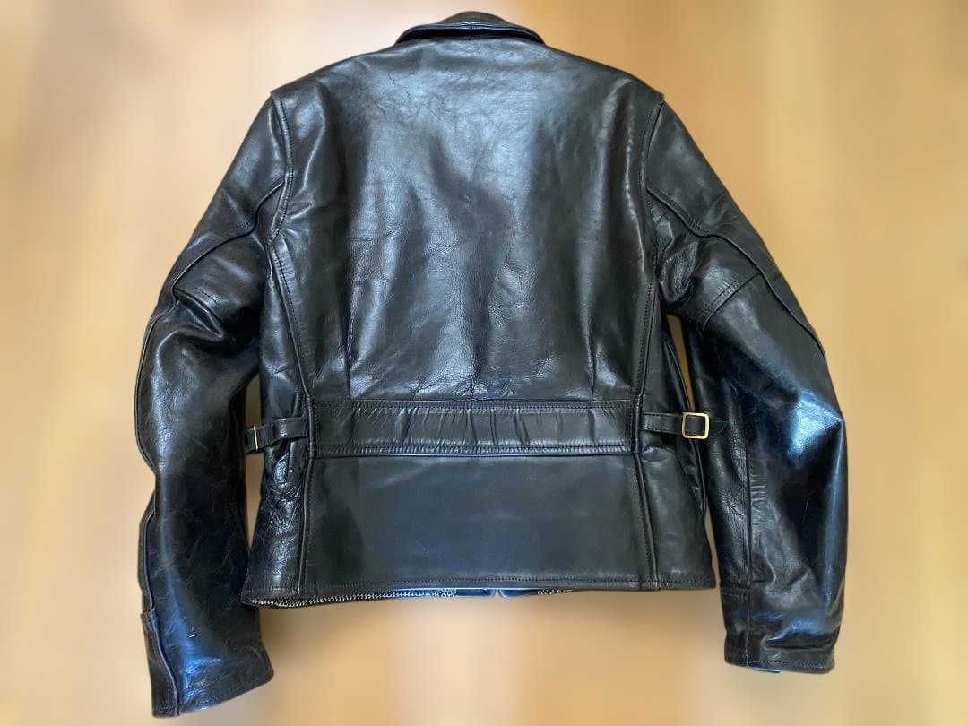 エアロレザー馬革 ハーフベルト 黒/茶芯 レアサイズ34 Mぐらいの通販は