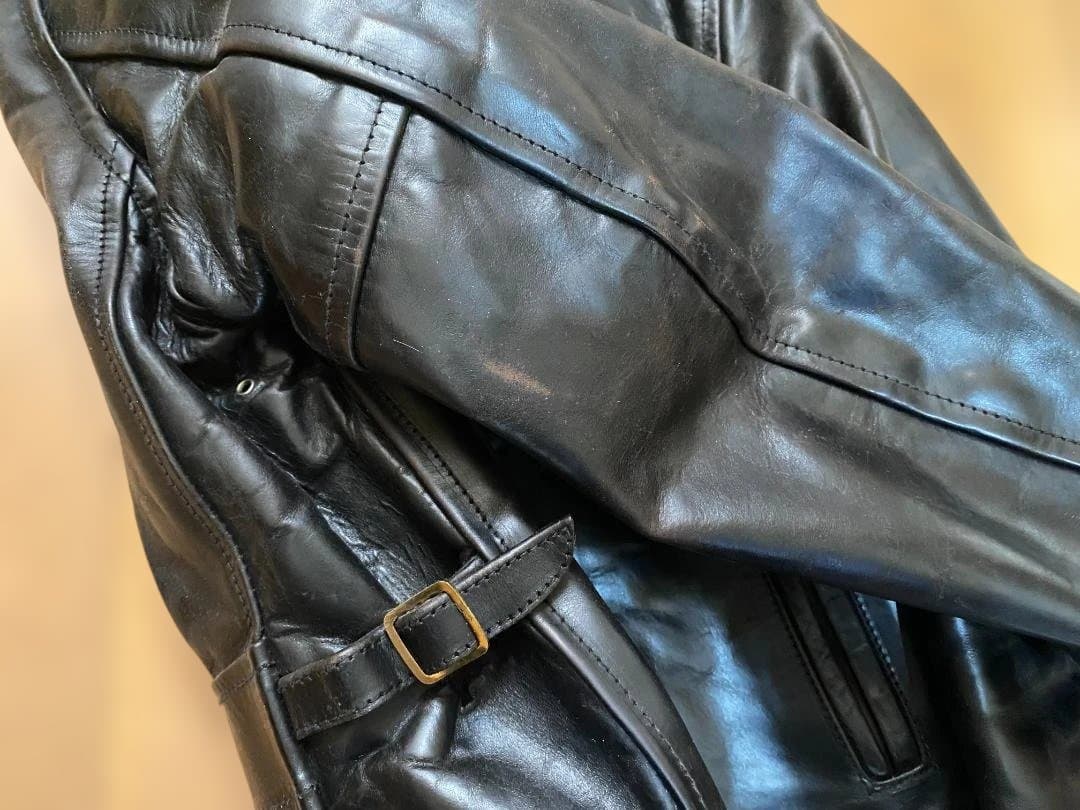 エアロレザー馬革 ハーフベルト 黒/茶芯 レアサイズ34 Mぐらいの通販は