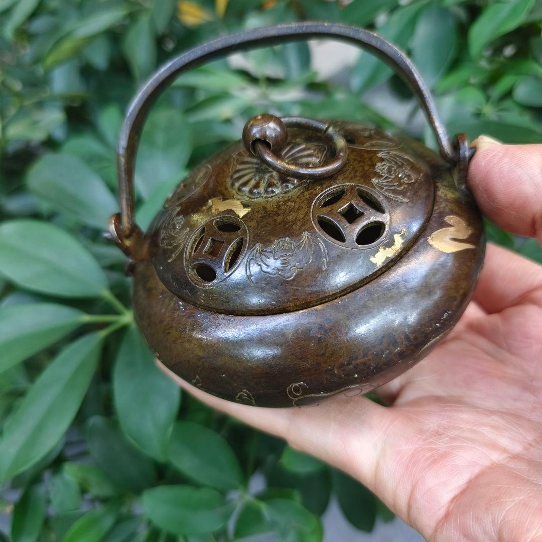 銅器 浄化空気香炉 暖手炉 禅意 香道 茶道 盤香炉 工芸品 置物
