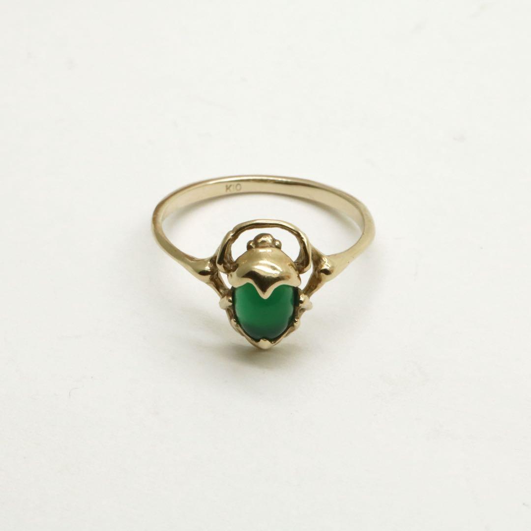 リング トルクアータK10 コガネムシ×グリーンアゲート ゴンドア