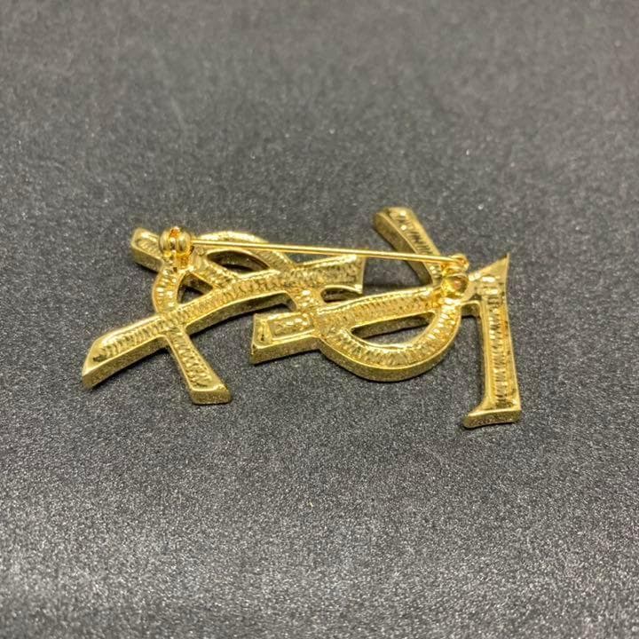 極美品】 イヴサンローラン ブローチ YSL ラインストーン カサンドラ