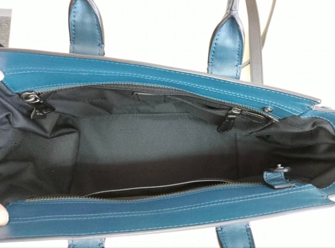 コーチのグローブレザー スワッガー 27 ハンドバッグ（ダークターコイズ）