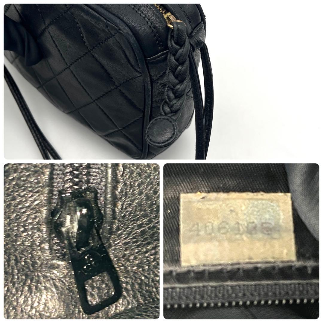 【美品】シャネル　ラムスキン　マトラッセ　ココマーク　ブラック　ショルダーバッグ