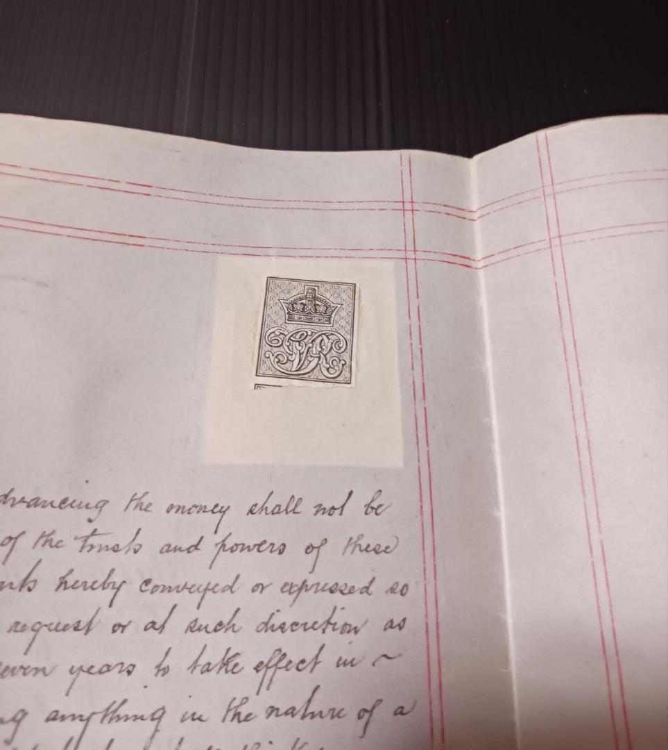 1891年 英国 アンティーク書類 蝋封付 手書き文書 英国王室印