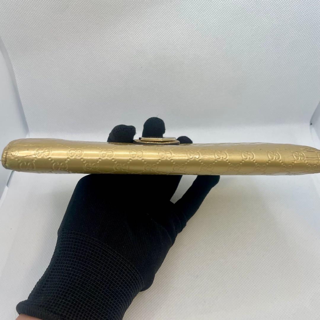 GUCCI ゴールド 二つ折り 長財布 ハート コンチネンタル GGシマ