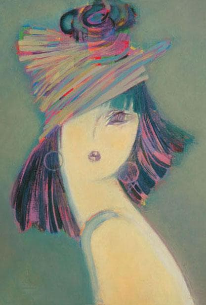 油絵 絵 絵画 インテリア 額付(黒) F4-051613 人物 女性像