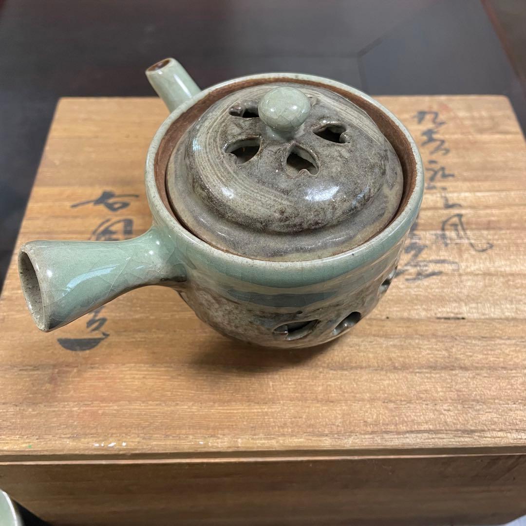 骨董☆二重焼☆茶器セット☆陶器☆急須☆湯呑み☆木箱付き☆明治〜昭和