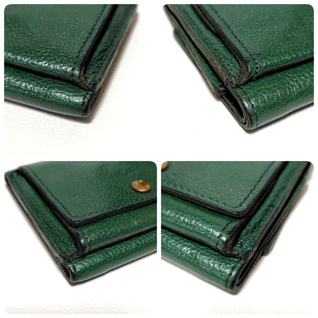 イルビゾンテ 3つ折り財布 トリフォルド グリーン レザー ロゴ型押し