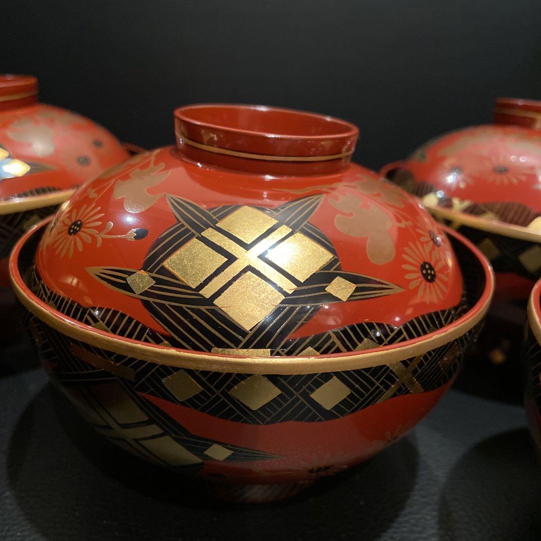 輪島塗 吉野絵蒔絵 吸物椀 共箱 美術漆器 布着本堅地 三幸