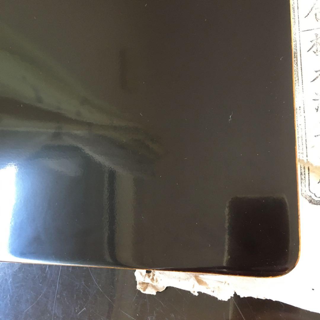 天然木製漆塗　輪島塗　黄漆塗沈金　角盆　芽松模様　本堅地漆器