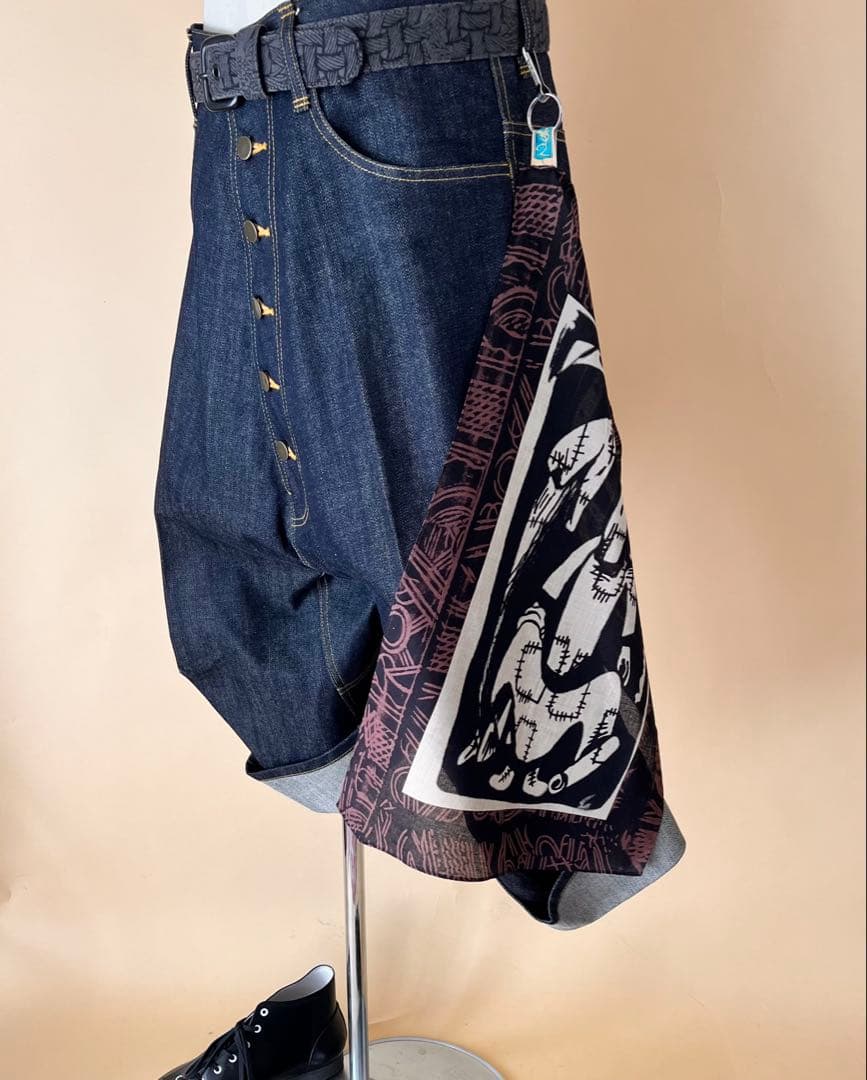 Nemeth ネメス:滲み抜染&着抜プリントバンダナ:ベルトループ装着可:美品