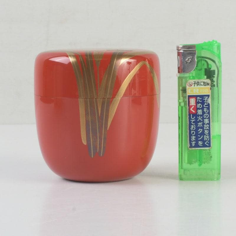 茶道具 山中塗 坂下雄峰作 水仙蒔絵 大棗 共布共箱 M 9654