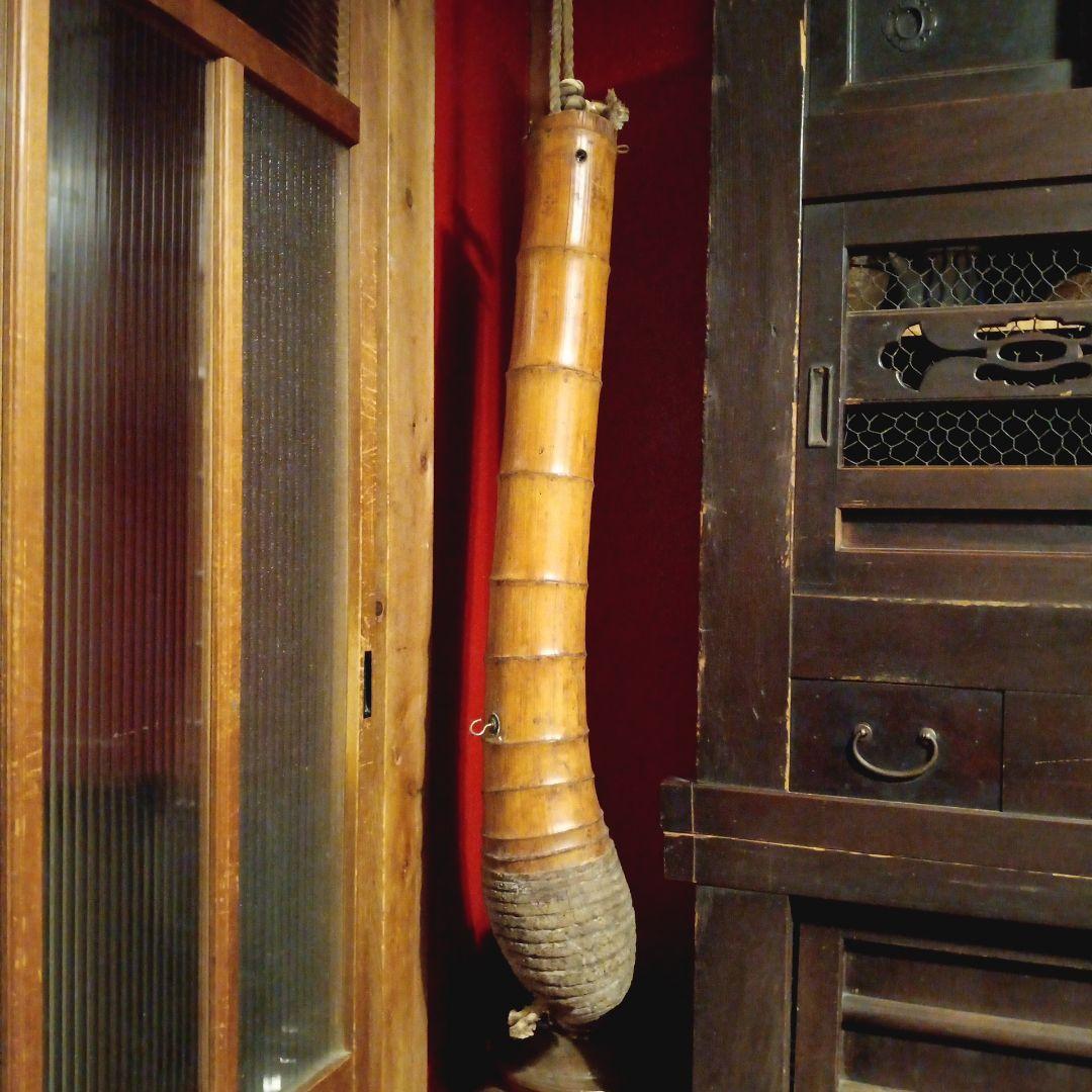 自在鉤の竹胴 オブジェ 竹製 囲炉裏道具 古民具