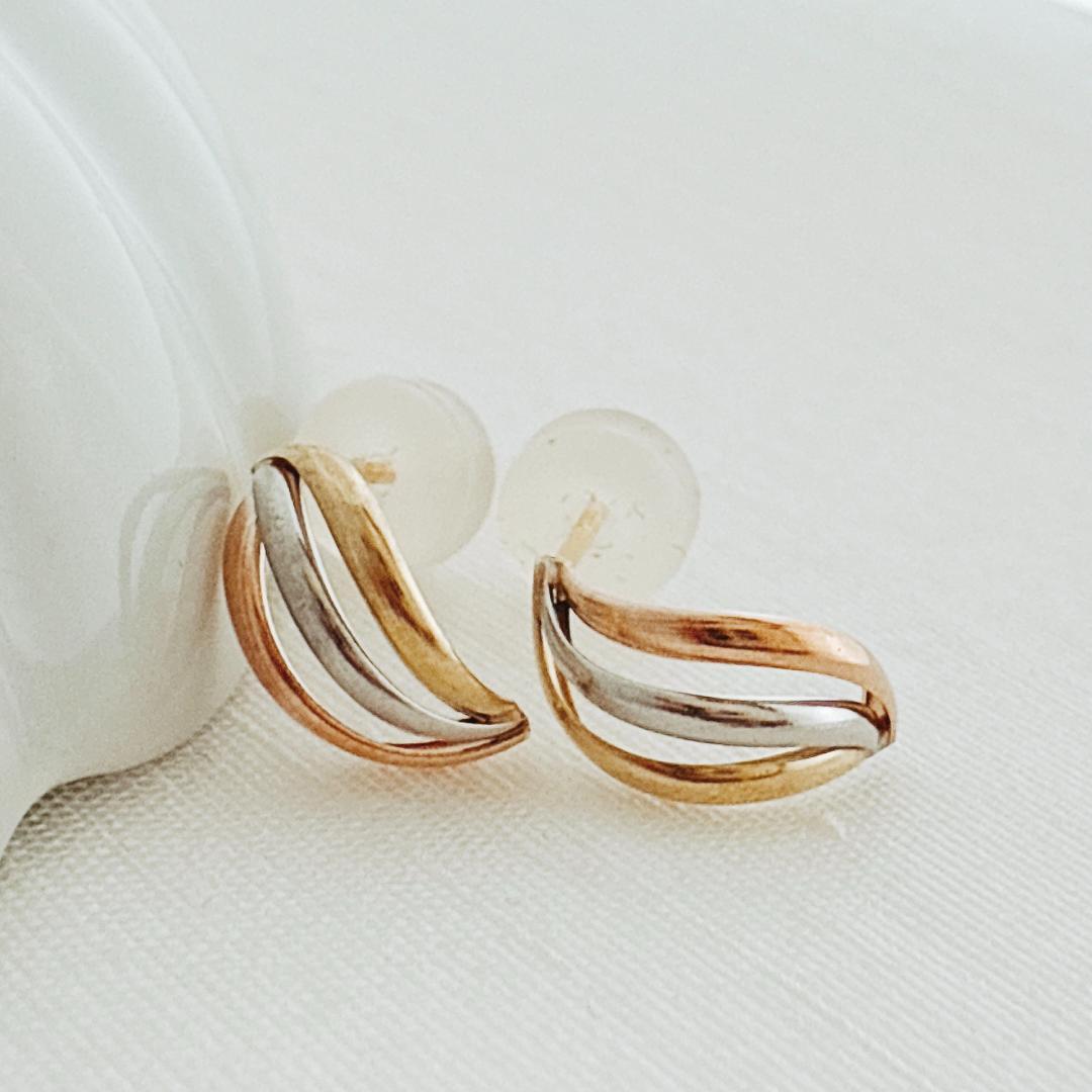 18金+プラチナ【トリニティーピアス YG/PG/Pt900】 刻印入 新品！ 楽天