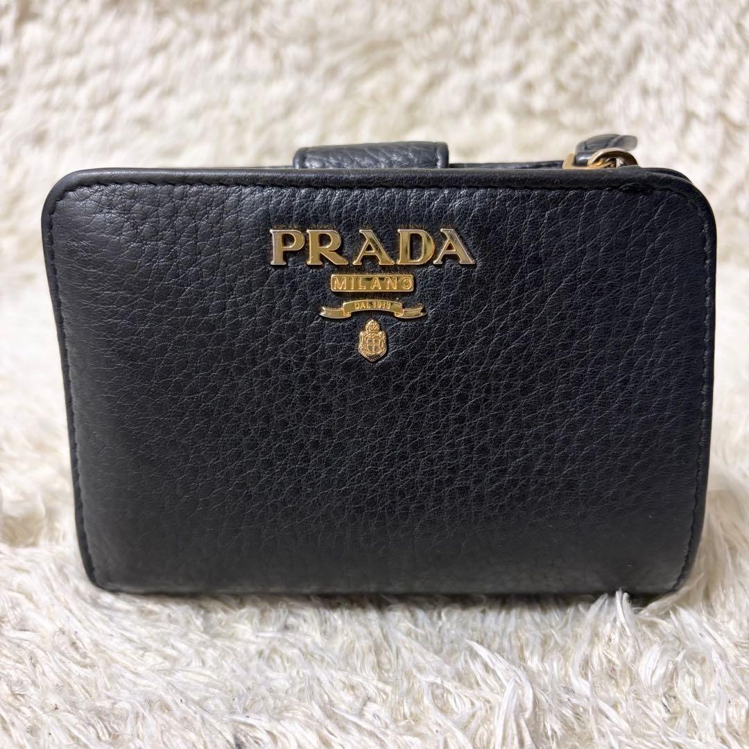 PRADAプラダ折り財布サフィアーノ ブラック極美品‼️