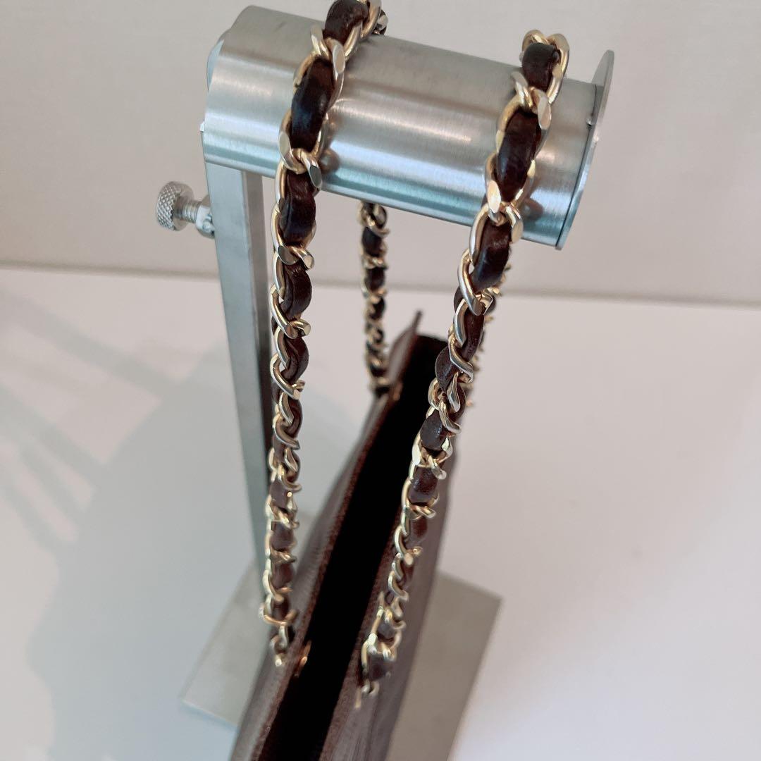 希少　CHANEL シャネル　リザード　チェーン　ハンドバッグ　シールあり