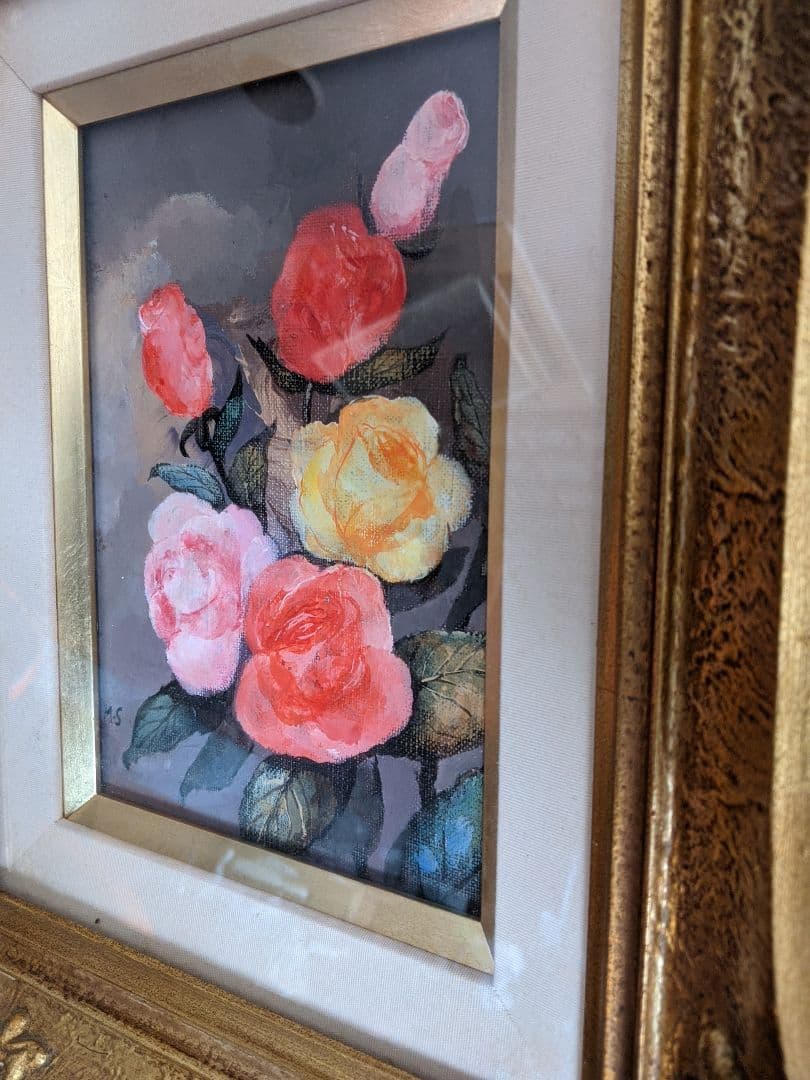 油絵　薔薇油絵 作家  ローズモダンアート  インテリアアート 飾り壁