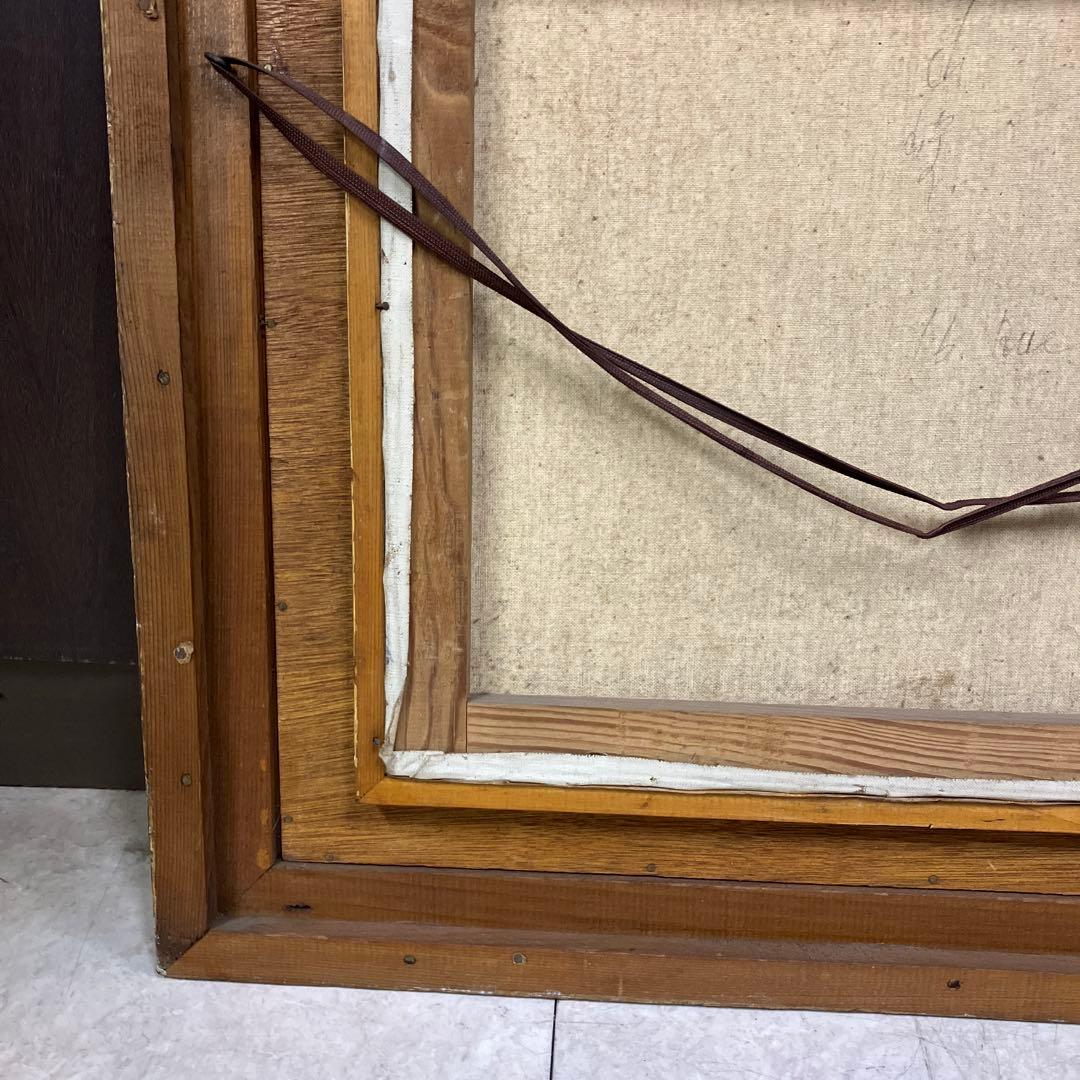 高級特注額縁】蓮根畑 蓮 風景画 肉筆画 油彩画 大判 サイン有り