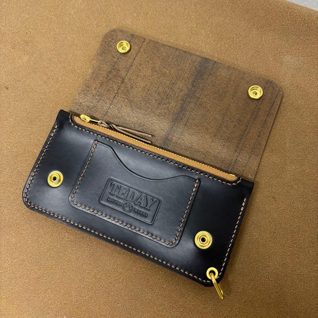 クロムエクセル　トラッカーウォレット　黒　茶心　3層　talon HORWEEN