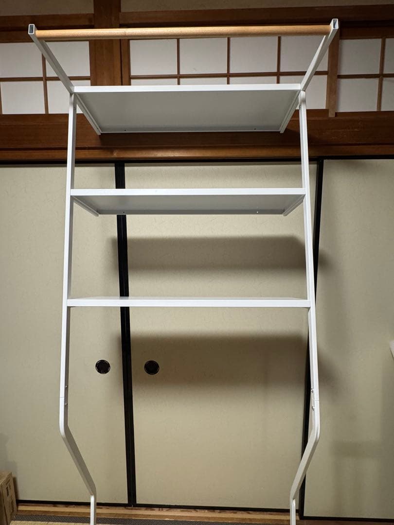 山崎実業　立て掛け ランドリーシェルフ ホワイト 約W75×D48×H190cm