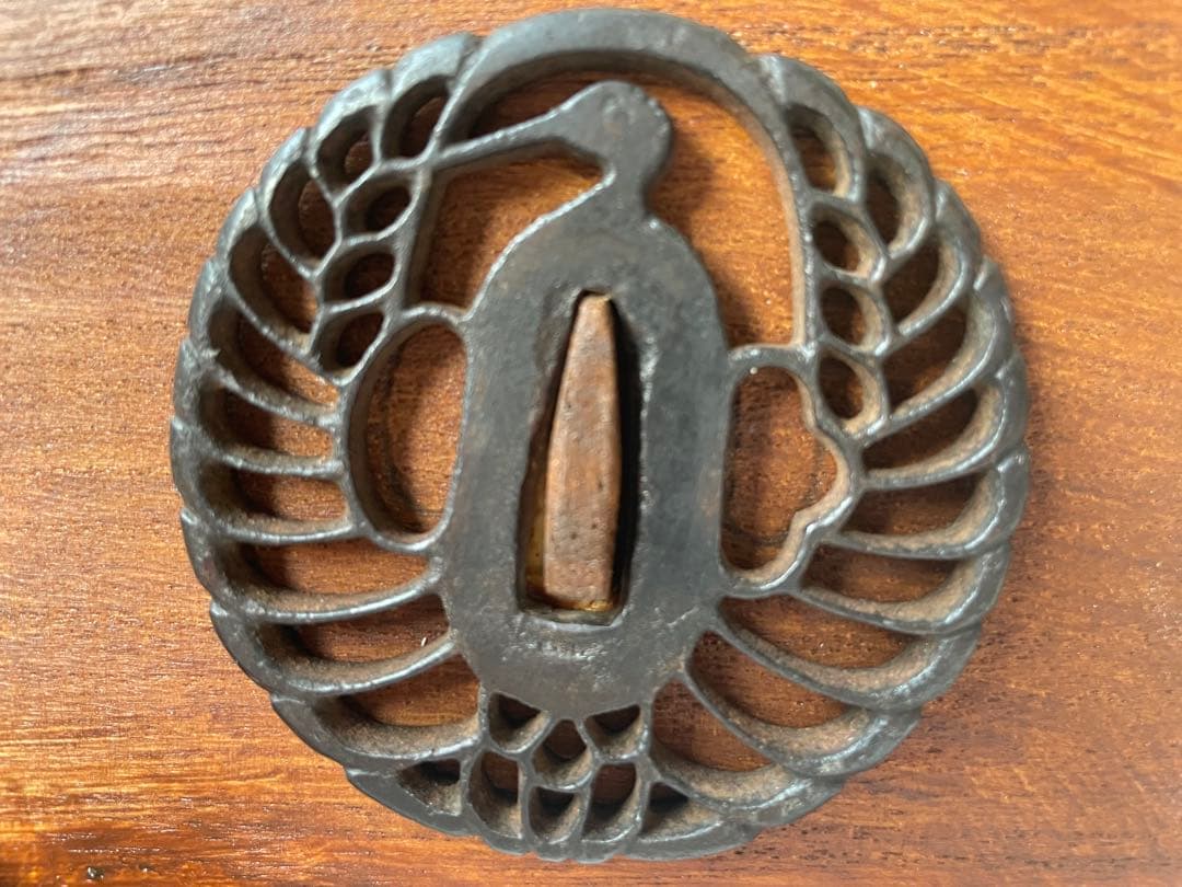 鍔　江戸時代鉄鍔　鶴丸透かし鍔