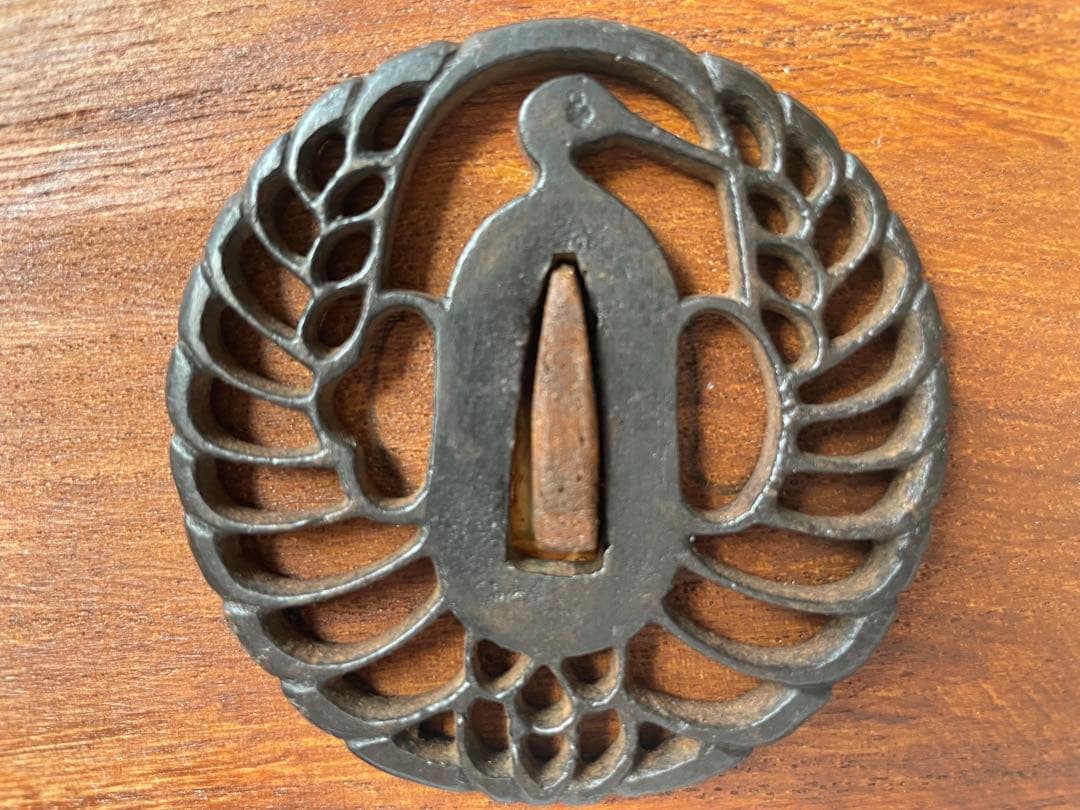 鍔　江戸時代鉄鍔　鶴丸透かし鍔