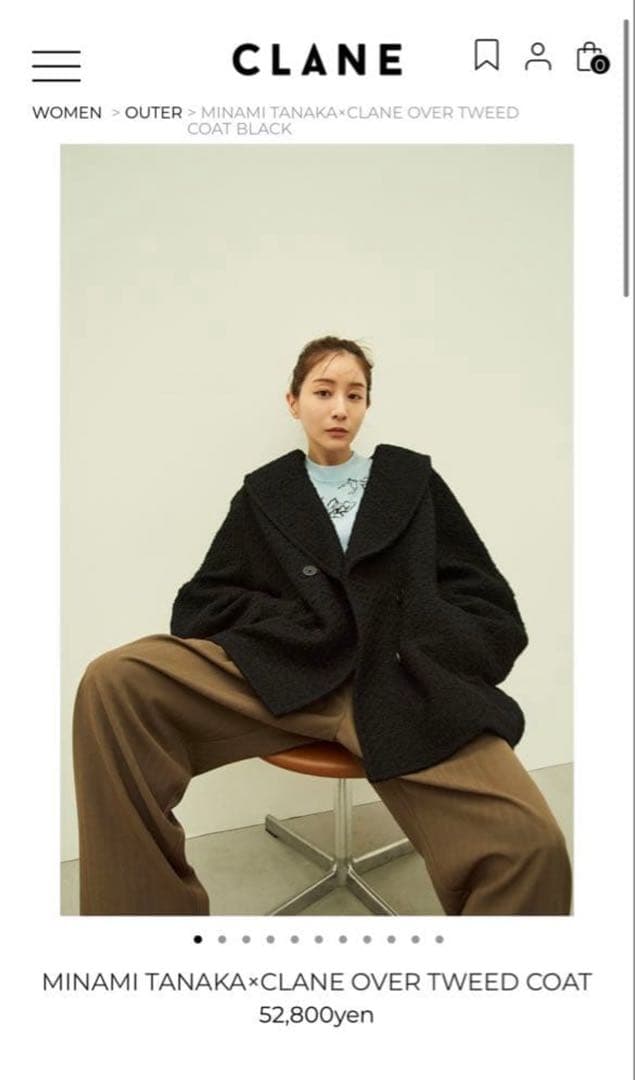 最終値下げMINAMI TANAKA×CLANE OVER ツイードコート 黒 最終値下げMINAMI TANAKA×CLANE OVER ツイードコート 黒