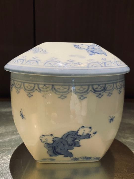 平戸焼　献上唐子蓋物　キャンディボックス　古美術　骨董