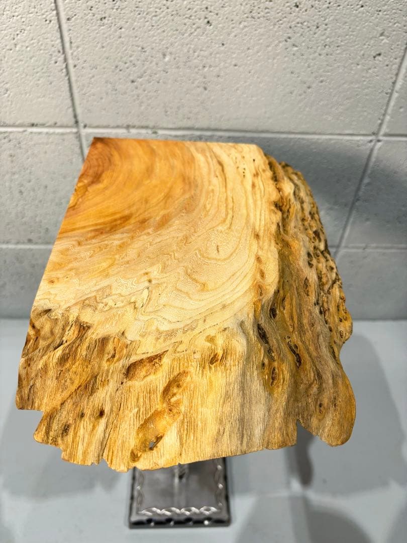 欅サイドテーブル、コーヒーテーブル、観葉植物スタンド一枚板銘木 鉄家具