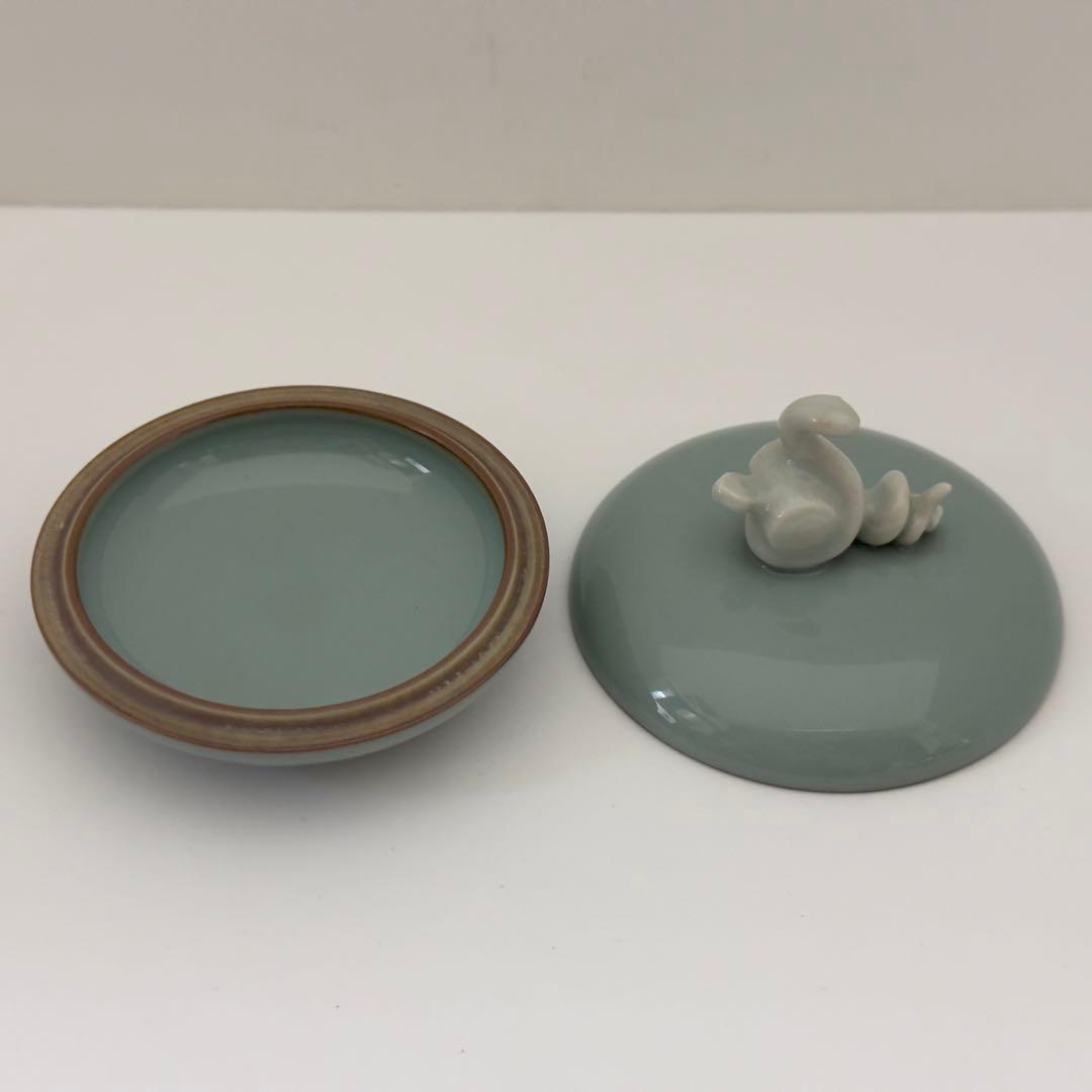 三代 諏訪蘇山 青磁 干支 巳 香合 共箱 未使用 青瓷 茶道