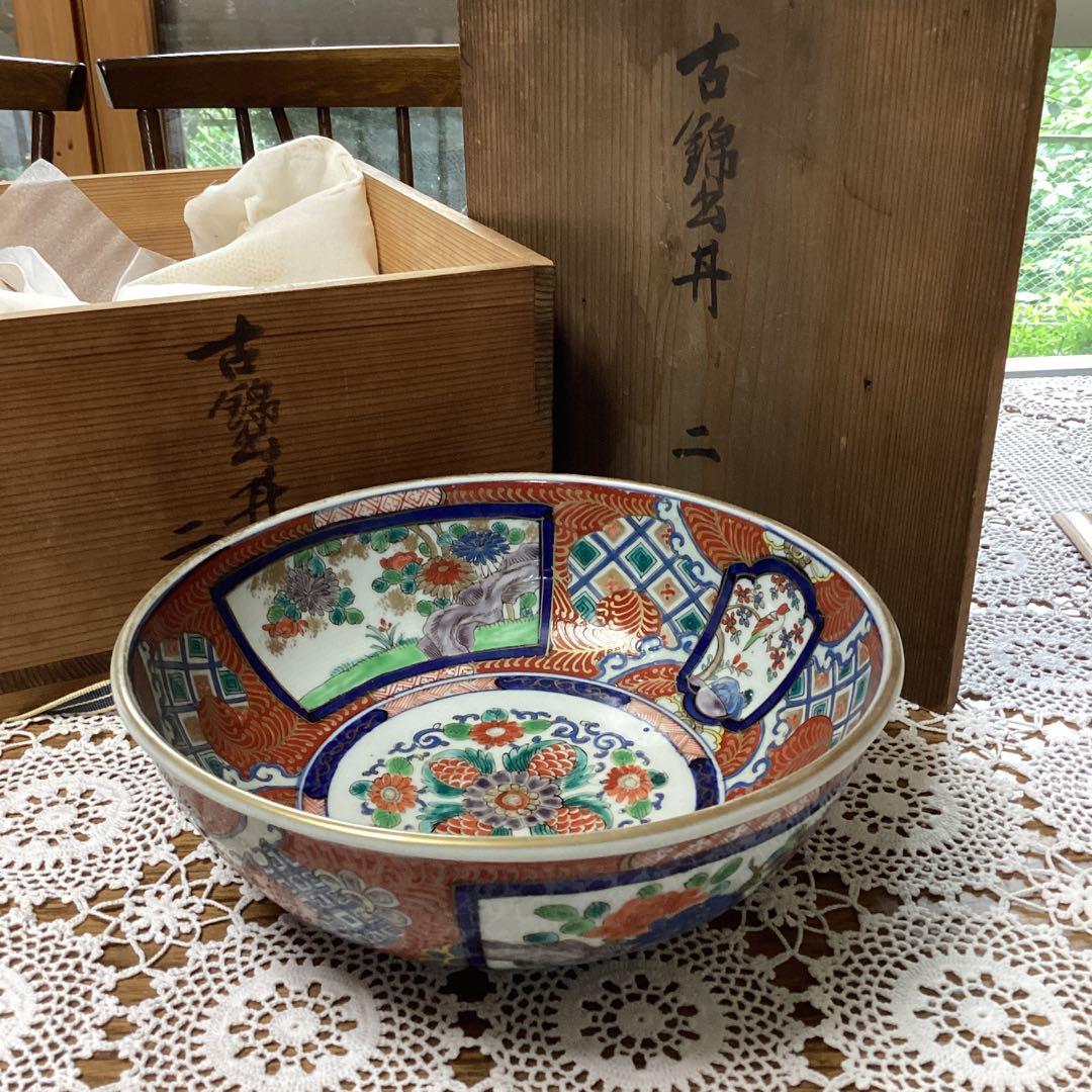 k17 古い伊万里焼 錦手 鉢 2入り