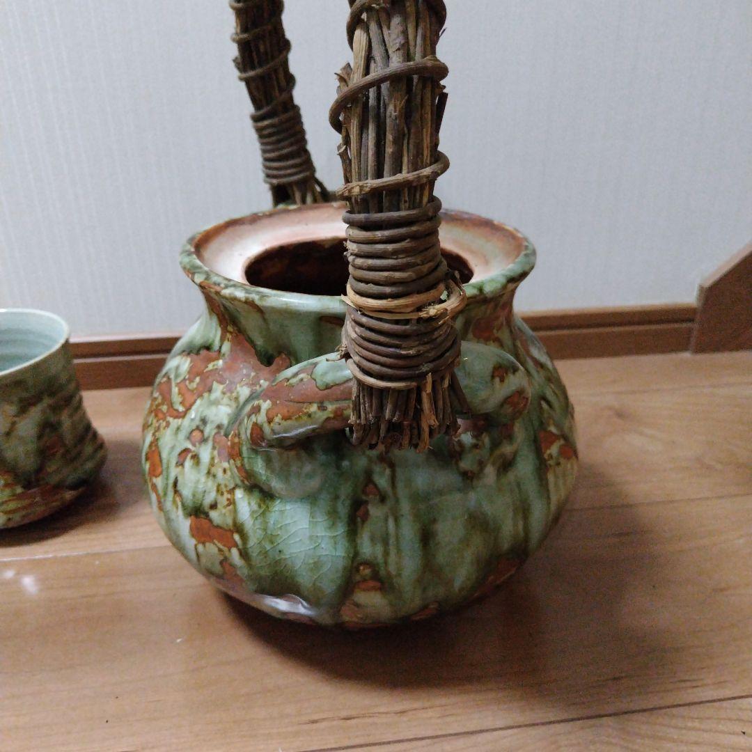 巨大陶器製急須と巨大湯呑みセット 森山焼 美術品・アンティーク