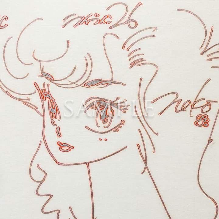 大塚智子」直筆イラスト入りサイン色紙（当時物）