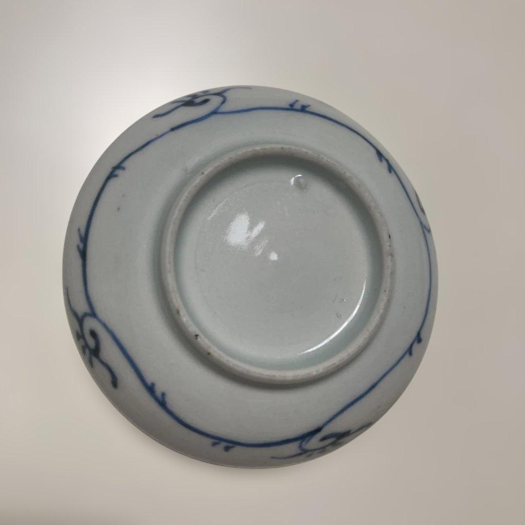 古伊万里 微塵唐草 骨董 アンティーク おちょこ 豆皿 2点セット