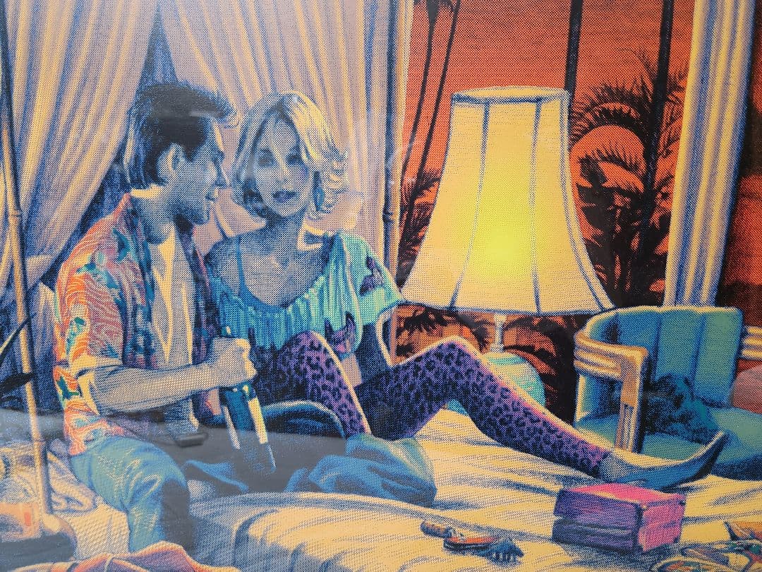 額装込み美品ロッキンジェリービーントゥルーロマンスシルクスクリーン