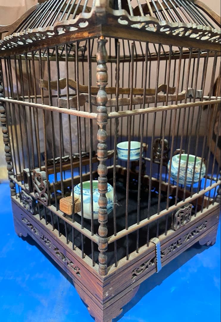希少】鳥かご オブジェ 鳥籠 アンティーク 龍 置物 木製品 中国 木工品