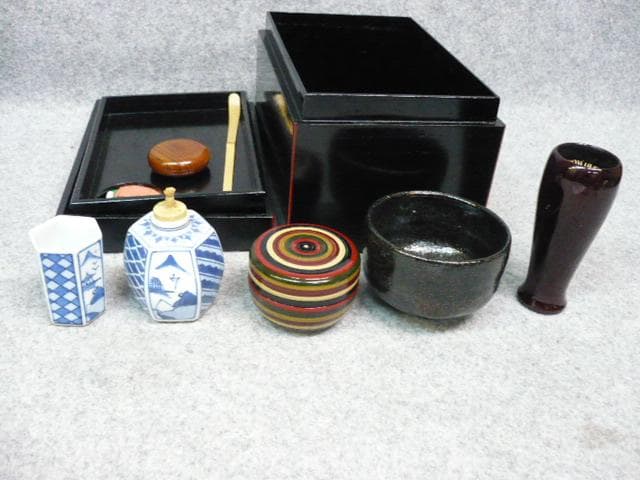 茶箱 短冊 茶道具セット 歴史 古物 茶碗 水差し 茶灼 銘有 棗 短冊箱