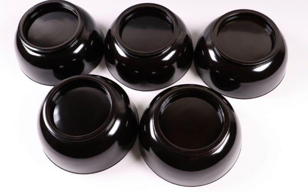 輪島塗 蔦金蒔絵 梨地 黒塗椀 五客 木製漆器 / 伝統工芸品 漆芸