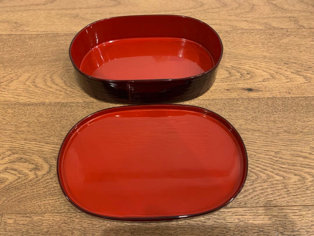 新品未使用】木曽漆器 よし彦 目小判弁 溜内朱 天然木 漆塗り弁箱 伝統