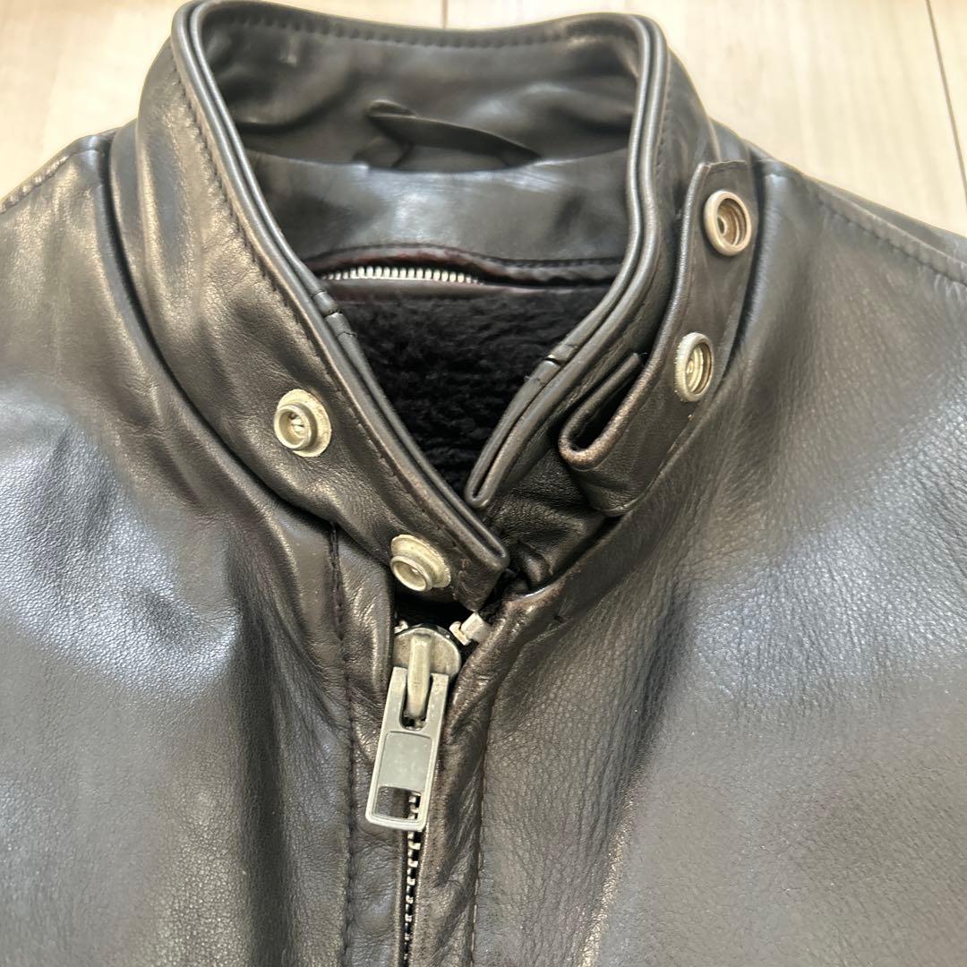 Schott シングルライダース 黒 レザー 36 ライナー、ハンガー付141
