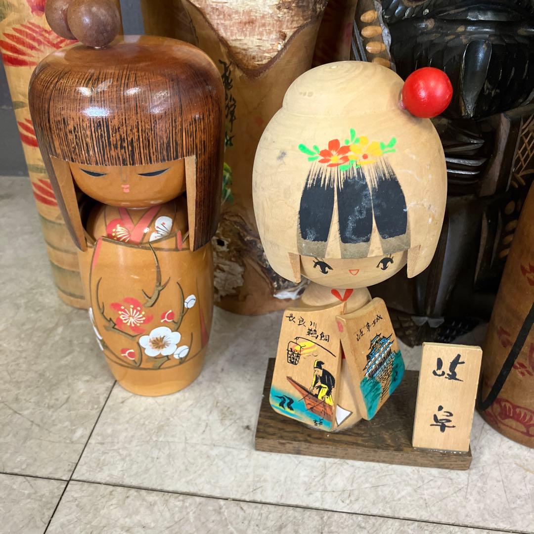 D-3 昭和レトロ 木製 こけし 小芥子 ニポポ 14体セット まとめ売り